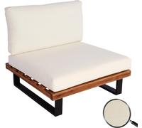 Mendler Fauteuil Lounge HWC-H54, Fauteuil de Jardin, Spun Poly Acacia Bois MVG-certifié Aluminium - Brun, Rembourrage Blanc crème