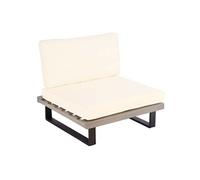 Fauteuil lounge HWC-H54 MVG-certifié aluminium gris, rembourrage blanc crème