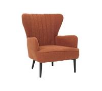 Fauteuil lounge HWC-K37, fauteuil cocktail/à oreilles chaise rembourrée rétro vintage tissu bouclé (600g/m²) Öko-Tex terrakotta Orange