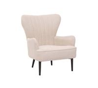 Lounge-Sessel Hwc-K37, Cocktail-/Ohrensessel Polsterstuhl Retro Vintage Stoff Chenille (500g/M²) Öko-Tex Crème-Beige Beige