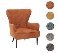 Lounge-Sessel HWC-K37, Cocktail-/Ohrensessel Polsterstuhl Retro Vintage Stoff Chenille (500g/m²) Öko-Tex ~ orange