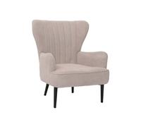 Lounge-Sessel HWC-K37, Cocktail-/Ohrensessel Polsterstuhl Retro Vintage Stoff Velours (290g/m²) Öko-Tex beige