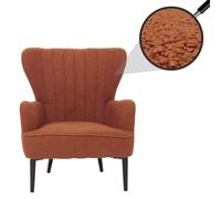 Fauteuil Lounge HWC-K37, Fauteuil Cocktail/à Oreilles Chaise rembourrée rétro Vintage Tissu bouclé (600g/m²) Öko-Tex - terrakotta