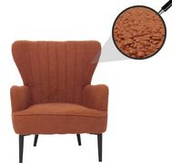 Fauteuil Lounge HWC-K37, Fauteuil Cocktail/à Oreilles Chaise rembourrée rétro Vintage Tissu bouclé (600g/m²) Öko-Tex - terrakotta