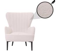 Fauteuil Lounge HWC-K37, Fauteuil Cocktail/à Oreilles Chaise rembourrée rétro Vintage Tissu bouclé (600g/m²) Öko-Tex - Blanc
