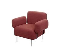 Fauteuil lounge HWC-L83, fauteuil cocktail fauteuil rembourré, tissu bouclé/textile métal vieux rose
