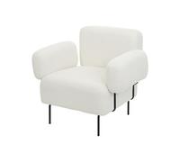 Fauteuil Lounge Hwc-L83b, Fauteuil De Cocktail Fauteuil Rembourré, Tissu Bouclé/Textile Métal, Crème-Blanc Multicolore