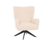 Fauteuil Lounge MENDLER HWC-N65 Chenille Métal crème-beige Beige G