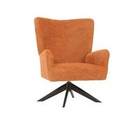 Mendler Fauteuil lounge HWC-N65 – pivotant rembourré tissu chenille métal terracotta