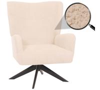 Fauteuil Lounge Hwc-N65, Fauteuil Cocktail Fauteuil Rembourré Fauteuil Relax, Pivotant, Tissu/Textile Chenille Métal Crème-Beige Multicolore