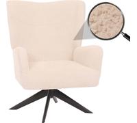 Fauteuil Lounge Hwc-N65, Fauteuil Cocktail Fauteuil Rembourré Fauteuil Relax, Pivotant, Tissu/Textile Chenille Métal Crème-Beige Multicolore