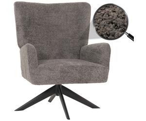 Fauteuil lounge HWC-N65, fauteuil cocktail fauteuil rembourré fauteuil relax, pivotant, tissu/textile chenille métal gris foncé Multicolore