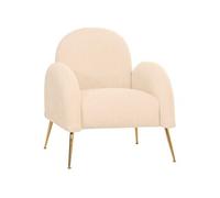 Fauteuil lounge HWC-N69, fauteuil cocktail, rétro Nosagfederung tissu/textile chenille certifié MVG crème-blanc