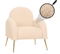 Fauteuil Lounge Hwc-N69, Fauteuil Cocktail, Rétro Nosagfederung Tissu/Textile Chenille Certifié Mvg Crème-Blanc Multicolore