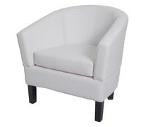 Fauteuil lounge HWC-O17, fauteuil club fauteuil cocktail, certifié MVG similicuir blanc Blanc