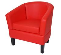 Fauteuil lounge HWC-O17, fauteuil club, fauteuil cocktail, certifié MVG, similicuir rouge Rouge