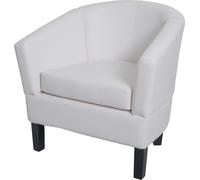 Fauteuil Lounge HWC-O17, Fauteuil Club Fauteuil Cocktail, FSC®- similicuir ~ blanc