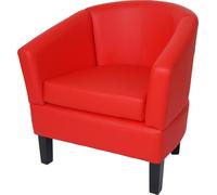 Fauteuil Lounge HWC-O17, Fauteuil Club Fauteuil Cocktail, FSC®- similicuir ~ rouge