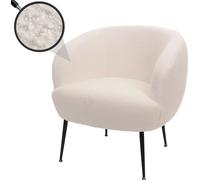 Fauteuil Lounge HWC-O37, Fauteuil Cocktail/Club Fauteuil rembourré, Tissu/Textile Bouclé (330g/m²) Métal MVG ~ blanc