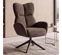 Fauteuil lounge HWC-Q54, fauteuil de cocktail/rembourré/relax, fauteuil lounge pivotant, structure métallique, velours (320 g/m²) marron foncé