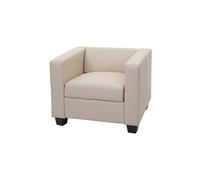 Fauteuil Lounge Chair Lille Cuir, Crème Multicolore