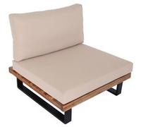 Fauteuil Lounge HWC-H54 - Fauteuil de jardin - Spun Poly Acacia Bois MVG-certifié Aluminium - brun clair - rembourrage beige