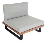 Fauteuil lounge HWC-H54 bois acacia marron clair rembourrage gris clair