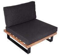 Fauteuil lounge HWC-H54 bois acacia marron clair rembourrage gris foncé