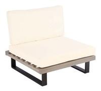 Fauteuil lounge HWC-H54 MVG-certifié aluminium gris, rembourrage blanc crème