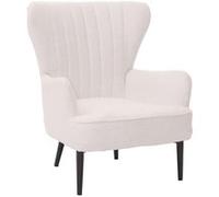 Fauteuil Lounge Hwc-K37, Fauteuil Cocktail/À Oreilles Chaise Rembourrée Rétro Vintage Tissu Bouclé (600g/M²) Öko-Tex Blanc Blanc
