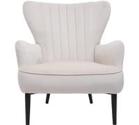 Mendler Fauteuil Lounge HWC-K37 Velours crème Beige