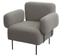 Fauteuil lounge MENDLER HWC-L83, fauteuil cocktail fauteuil rembourré, tissu bouclé/textile métal gris Gris