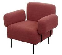 Fauteuil lounge HWC-L83, fauteuil cocktail fauteuil rembourré, tissu bouclé/textile métal vieux rose