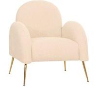 Fauteuil lounge HWC-N69, fauteuil cocktail, rétro Nosagfederung tissu/textile chenille certifié MVG crème-blanc