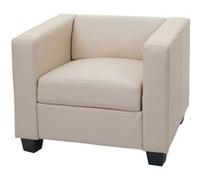 Fauteuil lounge MENDLER Lille en cuir, crème Beige G