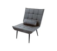 Fauteuil Lounge ML-Design Suédine synthétique Anthracite - Rembourré avec coussin lombaire - 79x97x100 cm