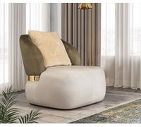 Fauteuil Lounge moderne Beige Designer Meuble Télé Textile Siège Nouveau
