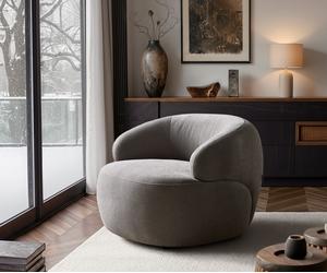 Fauteuil-Lounge Nova 88 x 88 cm, tissu d'ameublement Soft Gris
