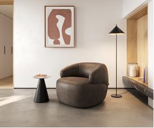 Fauteuil-lounge Nova 88x88 cm microfibre taupe vintage