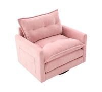 Fauteuil lounge pivotant à 360°, coussin d'assise individuel moderne, rembourrage en mousse à mémoire de forme, poche latérale, base rotative en métal, rotation silencieuse, chaise de relaxation