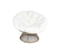 Fauteuil lounge pivotant avec assise coussin capitonné blanc - RIVIA -