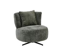 Fauteuil lounge pivotant en tissu chenillé vert piètement métal noir avec coussin dorsal - MIRAGE -