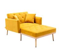 Fauteuil lounge réglable avec repose-pieds, dossier 105°/140°/180° en 3 niveaux, rembourrage, 2 coussins, accoudoirs, housse amovible, cadre en bois, pieds en métal, chaise de relaxation pour la