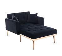 Fauteuil lounge réglable avec repose-pieds, dossier 105°/140°/180° en 3 niveaux, rembourrage, 2 coussins, accoudoirs, housse amovible, cadre en bois, pieds en métal, chaise de relaxation comme siège