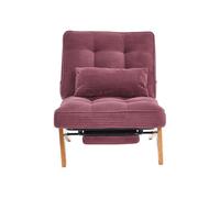 Fauteuil lounge réglable en tissu aspect velours côtelé - Repose-pieds - Coussin lombaire - Protection de sol - Chaise de relaxation - Fauteuil de lecture - Pour salon, chambre à coucher, bureau