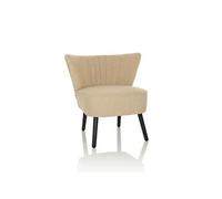 hjh Living – Fauteuil lounge MANISO – Tissu teddy beige, pieds en bois noirs