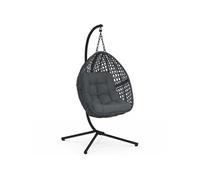 IDMarket - Fauteuil lune suspendu ajouré effet rotin avec coussin gris