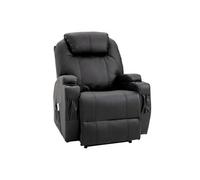Fauteuil luxe de relaxation et massage inclinaison dossier repose-pied électrique revêtement synthétique noir