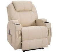 HOMCOM - Fauteuil de relaxation massant - Simili cuir - 82x97x110cm - Crème