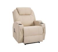 Fauteuil luxe de relaxation et massage inclinaison dossier repose-pied électrique revêtement synthétique crème
